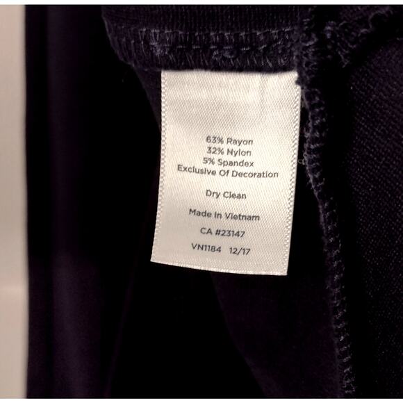 TALBOTS Sleeveless Flounce Dress Stretch Floral Trim Navy Size 8 - Picture 12 of 16